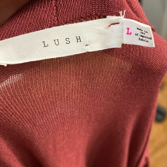 Nordstrom LUSH Ballet Tie Front Bell Sleeve Surplice Blouse Ruby Wine Women - Picture 8 of 10